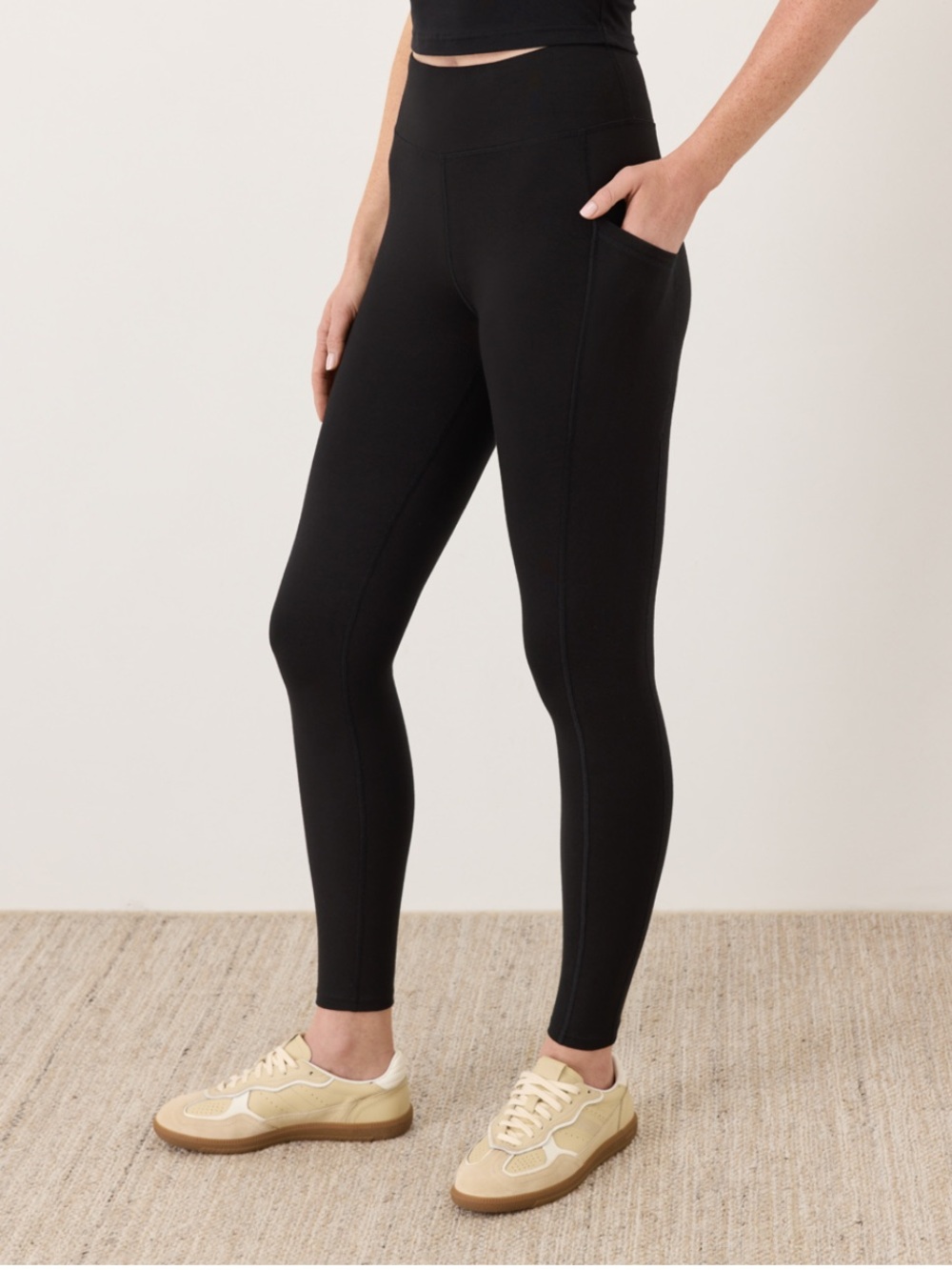Pact Black High-Rise Leggings with Side Pockets